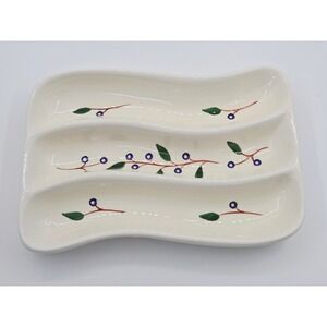 Giftco Inc Ceramic Divided Olive Tray Wavy Vine Serving Dish Cream White